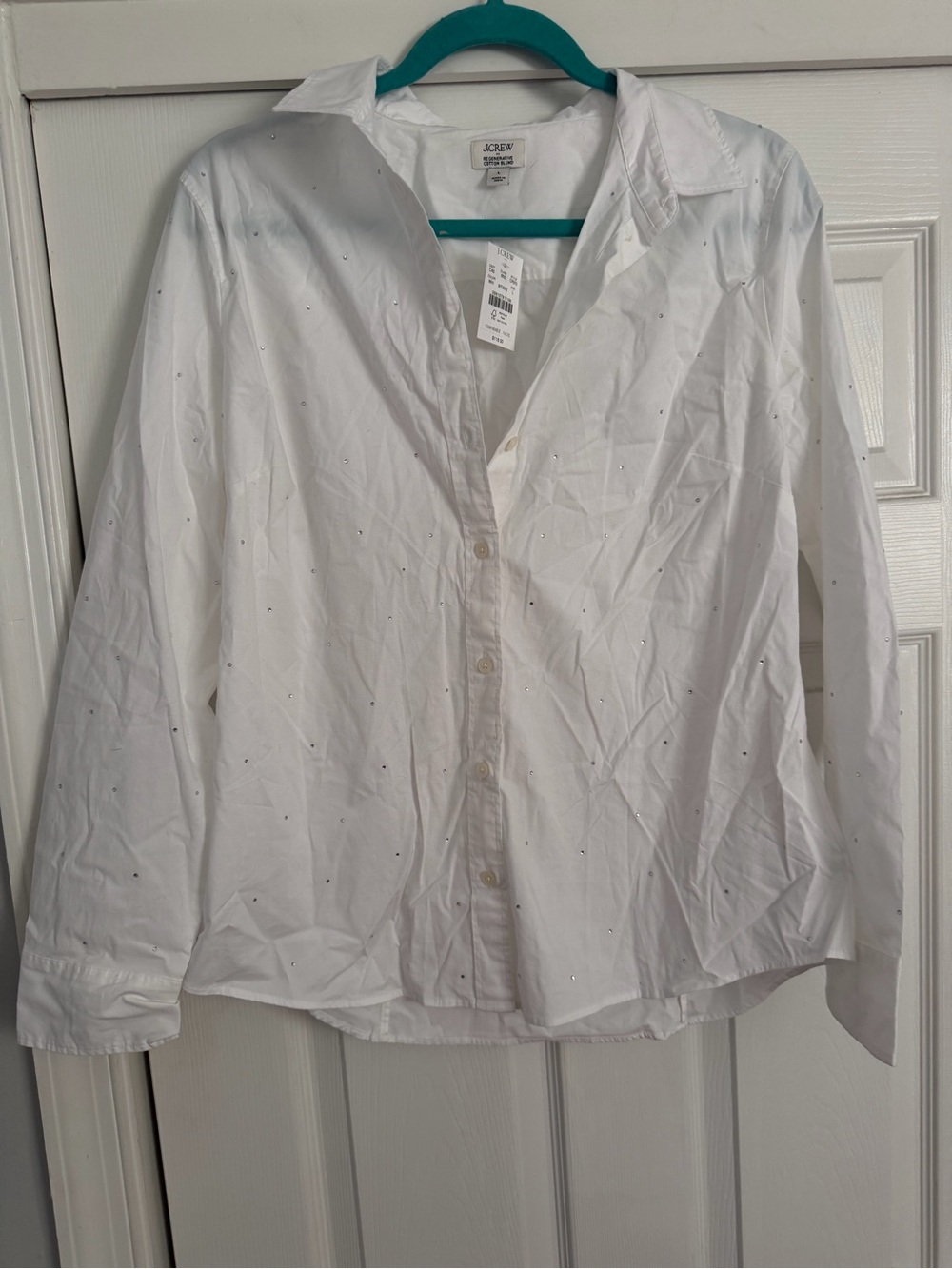 J. Crew White Button-Down Shirt with Subtle Stud Detail